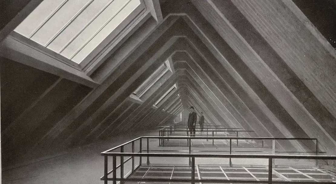 Blick in das Dachgeschoß des Wiener Bankvereins im Rohbau, um 1911, Privatsammlung, Foto: TimTom  