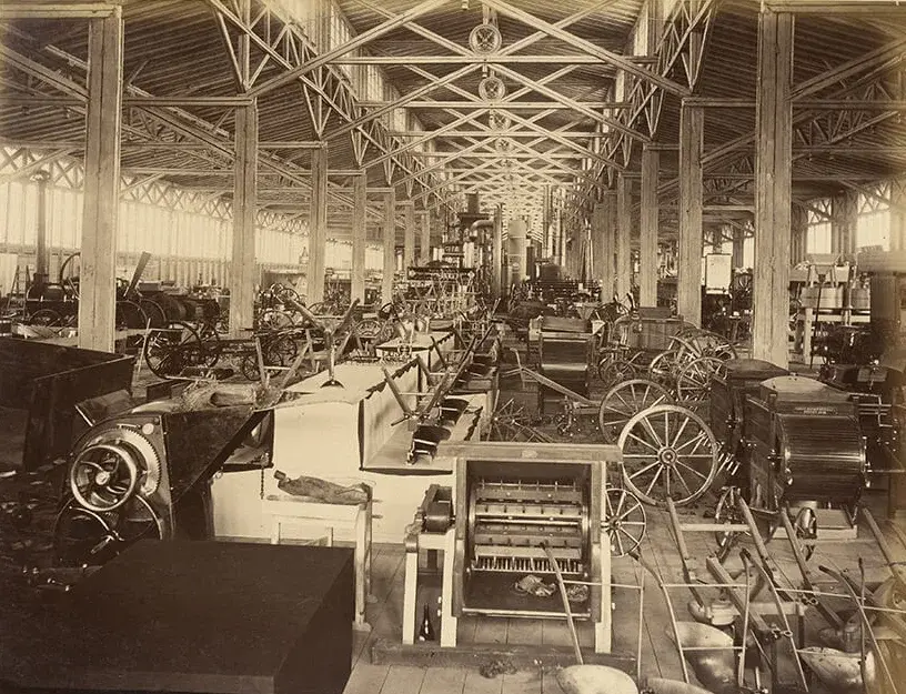 Landwirtschaftliche Innovationen wurden in eigenen Hallen auf der Weltausstellung präsentiert. 1873, Wien Museum  