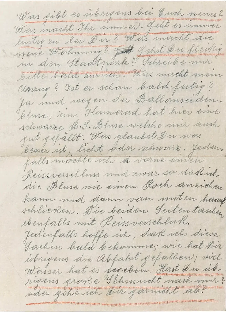 Auszug aus einem Brief von Franz Ranftl an Berthold Windisch, der als Beweismaterial während einer Hausdurchsuchung beschlagnahmt wurde. Gestapo-Beamte unterstrichen Abschnitte, die sie für wichtig hielten. Wiener Stadt- und Landesarchiv  