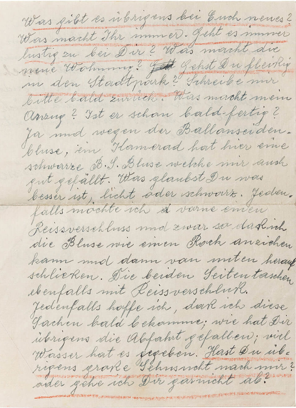 Auszug aus einem Brief von Franz Ranftl an Berthold Windisch, der als Beweismaterial während einer Hausdurchsuchung beschlagnahmt wurde. Gestapo-Beamte unterstrichen Abschnitte, die sie für wichtig hielten. Wiener Stadt- und Landesarchiv 