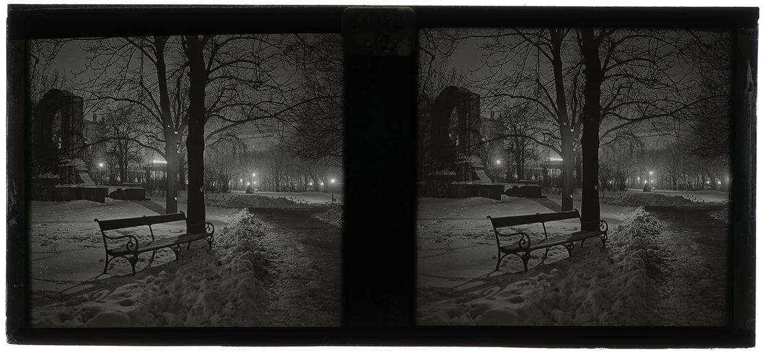Karl Pollak, Stadtpark im Schnee, Stereopositiv (Glas), 10.02.1931, Wien Museum, Inv.-Nr. 181082/2  
