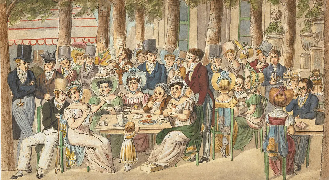 Szene am Wasserglacis, undatierter Kupferstich, Wien Museum  