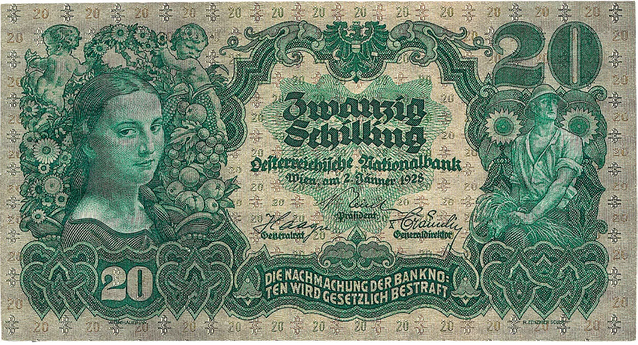 20 Schilling bekam Friedrich Guzmann, wenn er einsamen Männern Gesellschaft leistete. Foto: Geldmuseum der Österreichischen Nationalbank, Wien