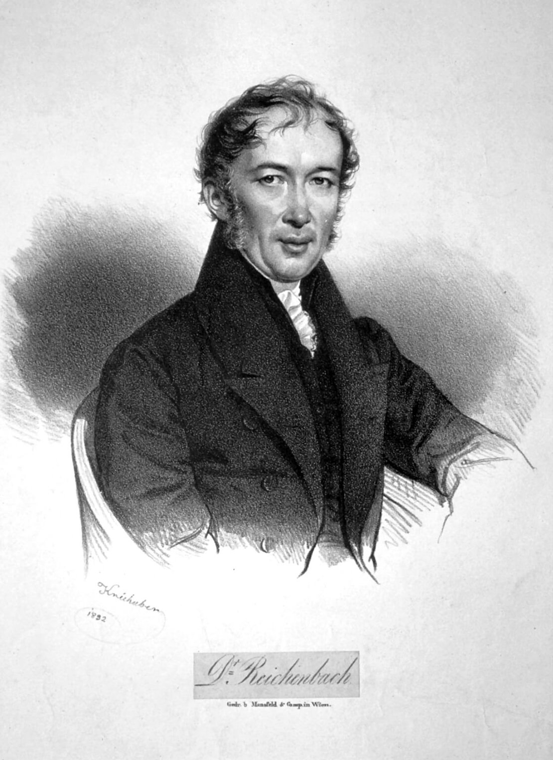 Josef Kriehuber: Carl von Reichenbach, 1832, Lithografie, Wikimedia Commons 