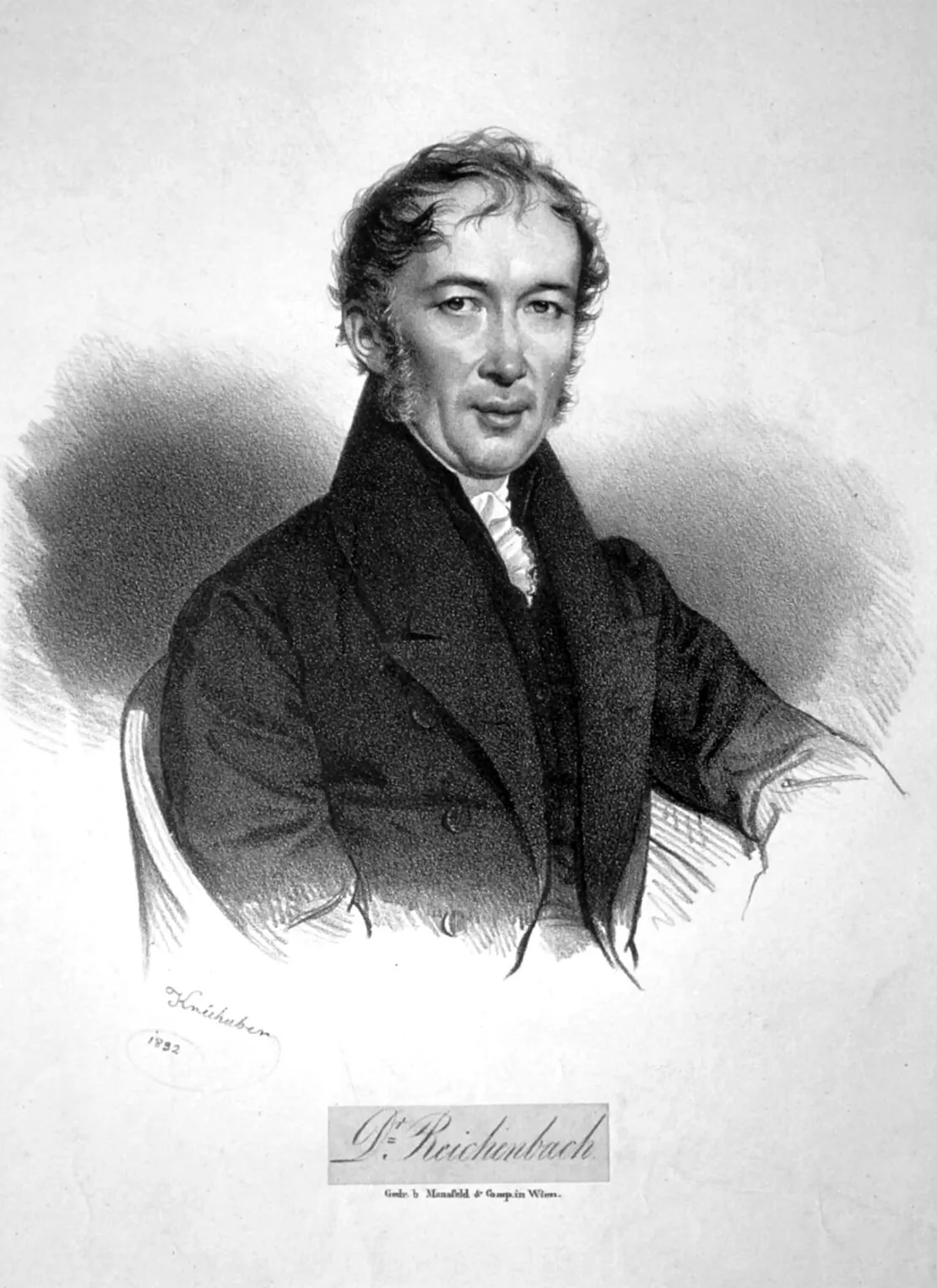 Josef Kriehuber: Carl von Reichenbach, 1832, Lithografie, Wikimedia Commons  