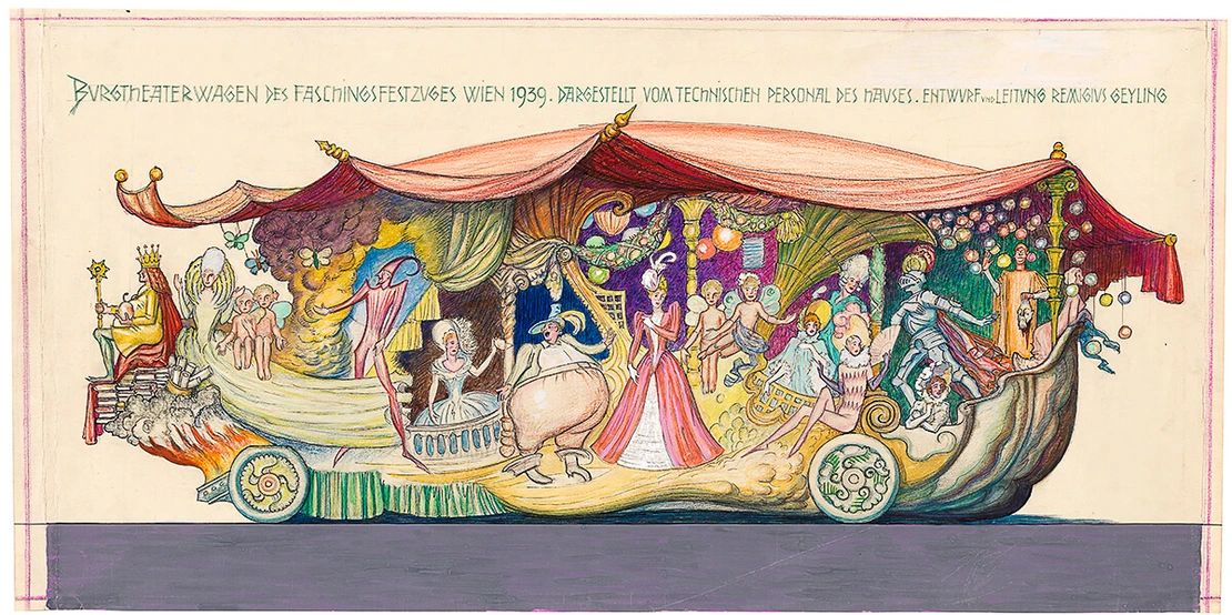 Remigius Geyling: Entwurf für den Burgtheaterwagen des Faschingsfestzugs 1939, Sammlung Wien Museum  