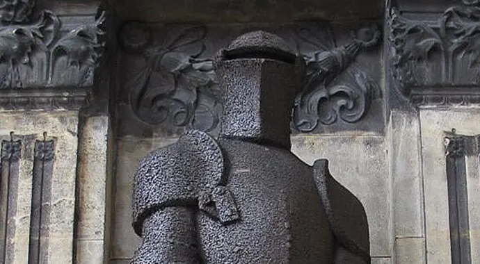 Der „Wehrmann in Eisen“ beim Eingang zum Wien Museum MUSA, Foto: Michael Netousek