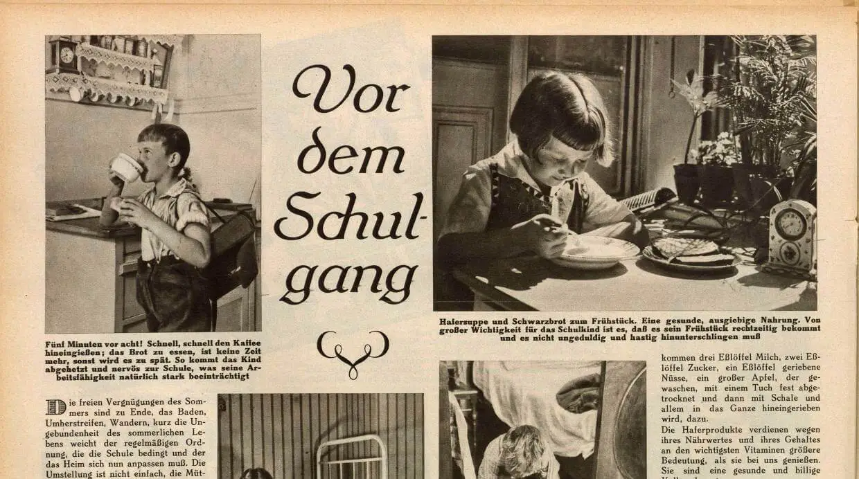 Hafersuppe als Kinderfrühstück, in: Der Kuckuck, 14. September 1930, ÖNB (Anno)  