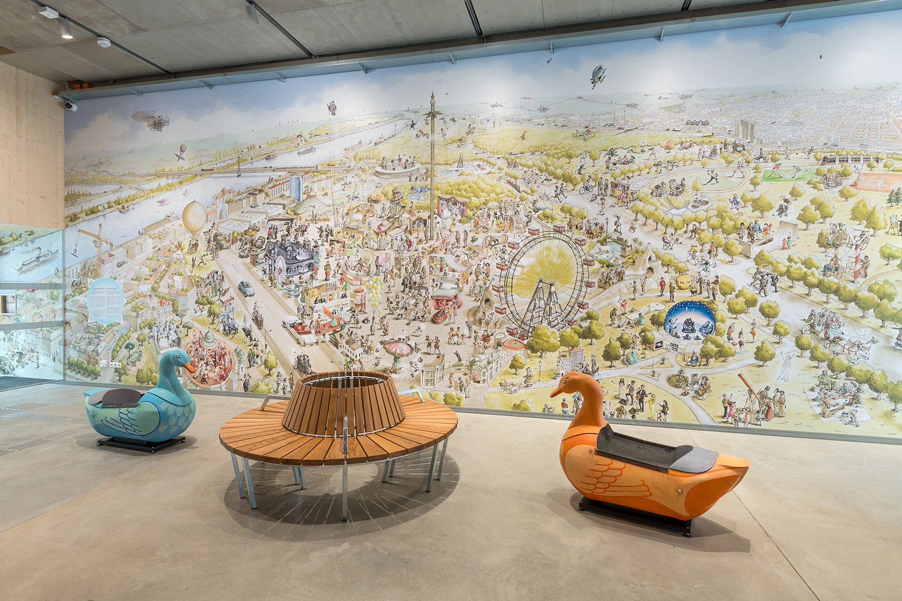 Die frei zugängliche Erdgeschoßzone mit dem Wimmelbild von Olaf Osten, Foto: Klaus Pichler