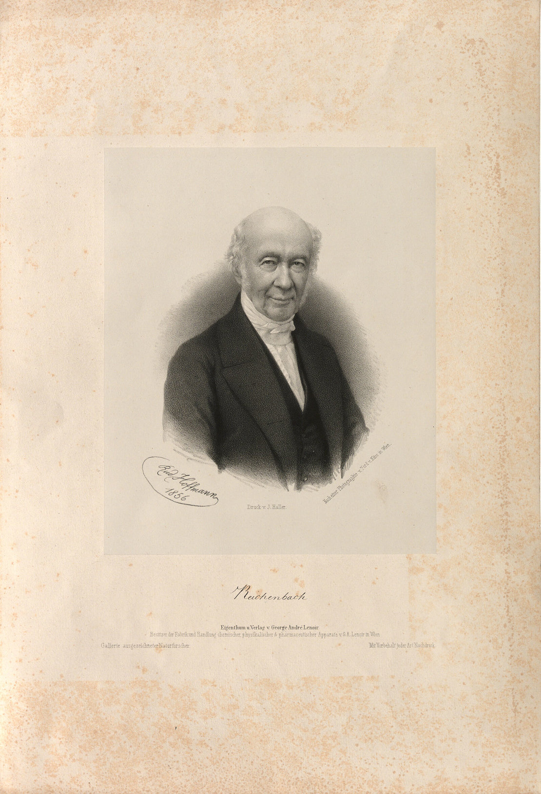 Carl von Reichenbach, 1856, Lithografie von Rudolf Hoffmann nach einer Fotografie von Ferdinand Küss, Wien Museum 