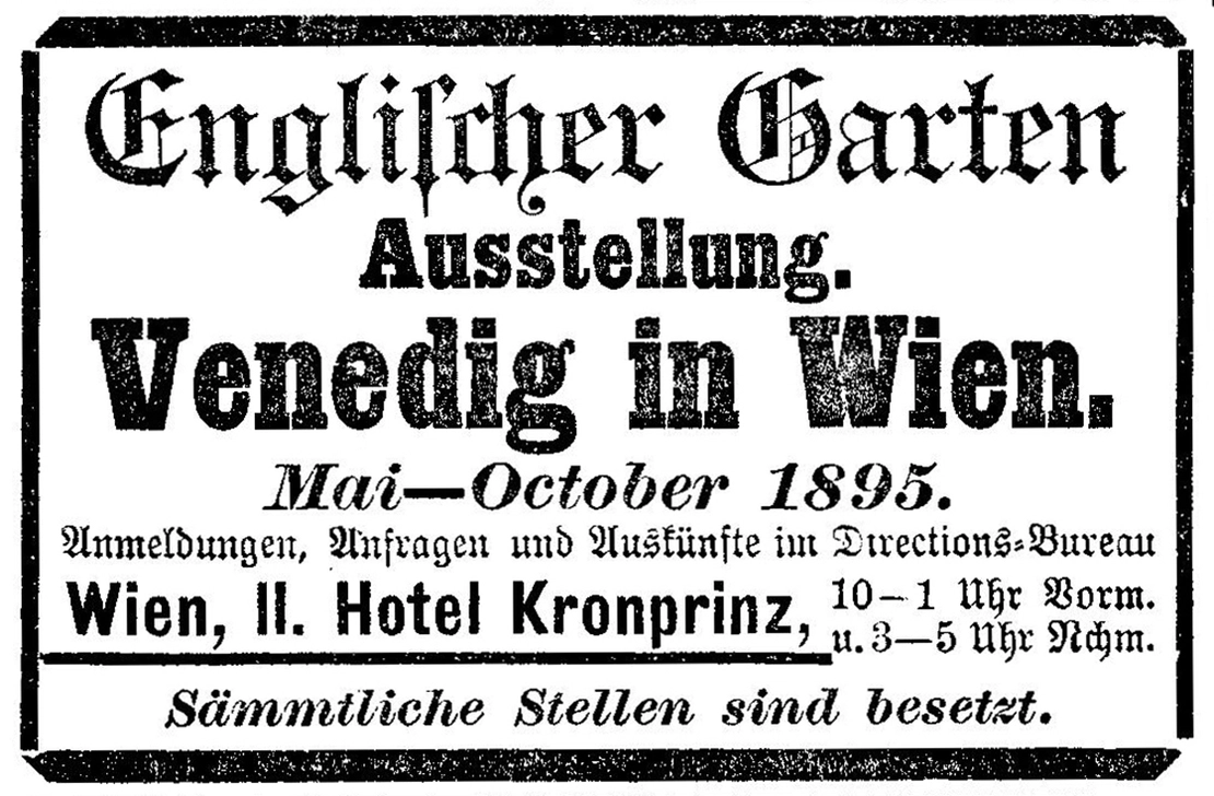 Inserat in: Das Vaterland, 13. Februar 1895, Quelle: ANNO/ÖNB