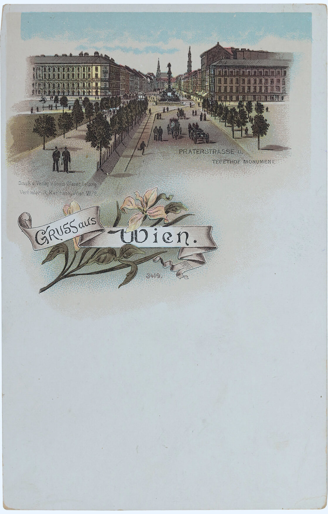 Praterstern, Blick gegen Tegetthofdenkmal, um 1895, Photogr. Kunstverlag Rich. Karlmann, Wien Museum 