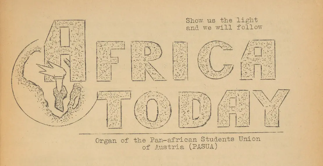 Titelblatt des Newsletters „Africa Today“, herausgegeben von PASUA, März 1964, Österreichische Nationalbibliothek, Wien  