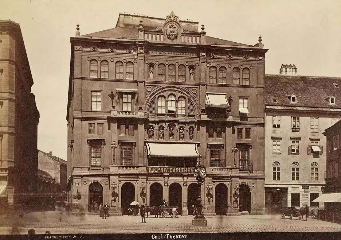Das Carltheater in der Praterstraße 31, 1870er Jahre, Foto: Michael Frankenstein, Wien Museum