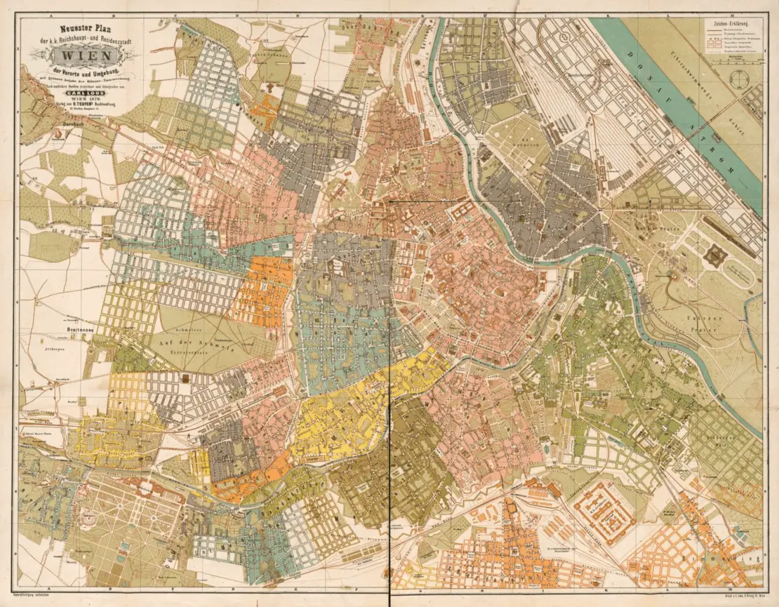 Neuester Plan der k.k. Reichshaupt- und Residenzstadt Wien, der Vororte und Umgebung, 1879 (2. Auflage), Wienbibliothek im Rathaus  