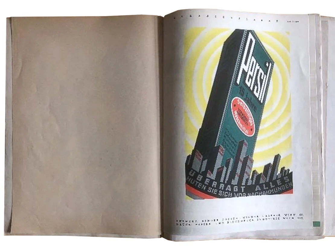 Die beigebundenen Kleinplakate von Joseph Binder in der Zeitschrift „Reklame“ vom November 1924, Archiv Maryška  