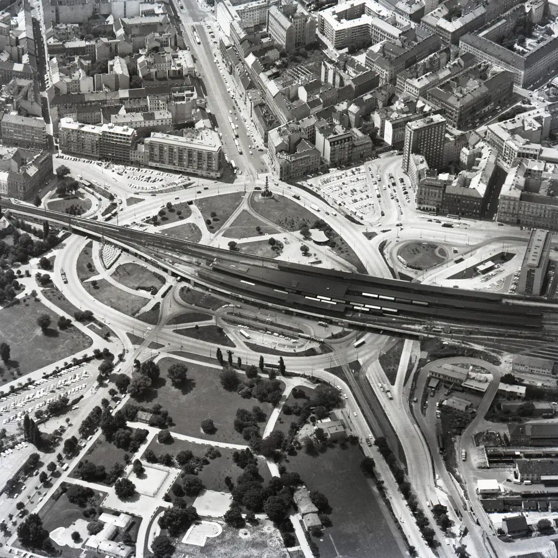 Praterstern, Schrägluftaufnahme, 1968, Foto: Stadt Wien