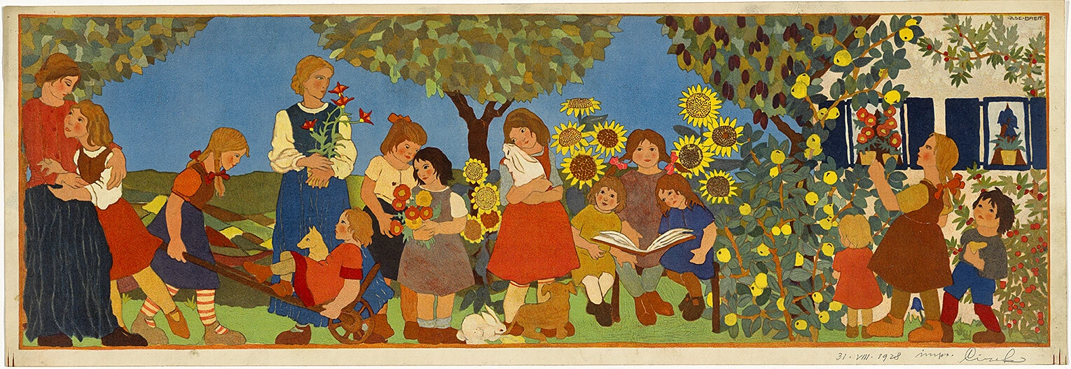 Ilse Breit, Kinder im Garten, Lithografie, 1928, Wien Museum  
