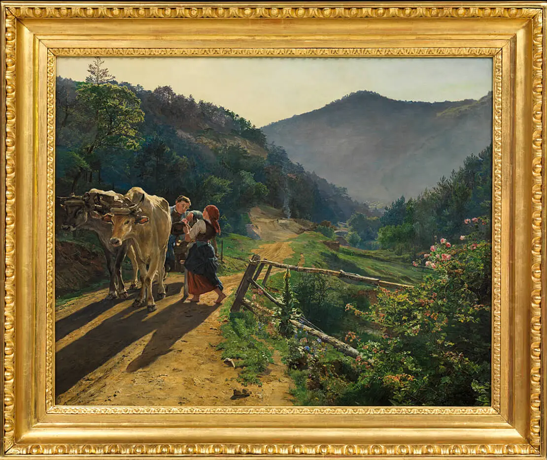 Wurde zwischenzeitlich an einen Baum genagelt: Ferdinand Georg Waldmüller Gemälde „Die Rosenzeit“ (Öl auf Holz, um 1864), Wien Museum