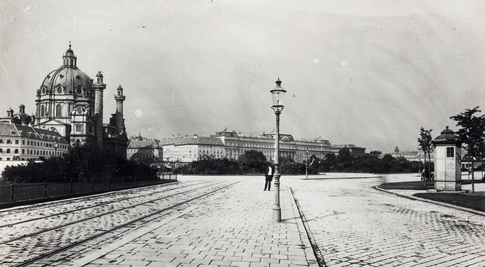 Blick auf den Karlsplatz von der Lothringerstraße, um 1905, Foto: Martin Gerlach jun., Wien Museum, Inv.-Nr. 242.796