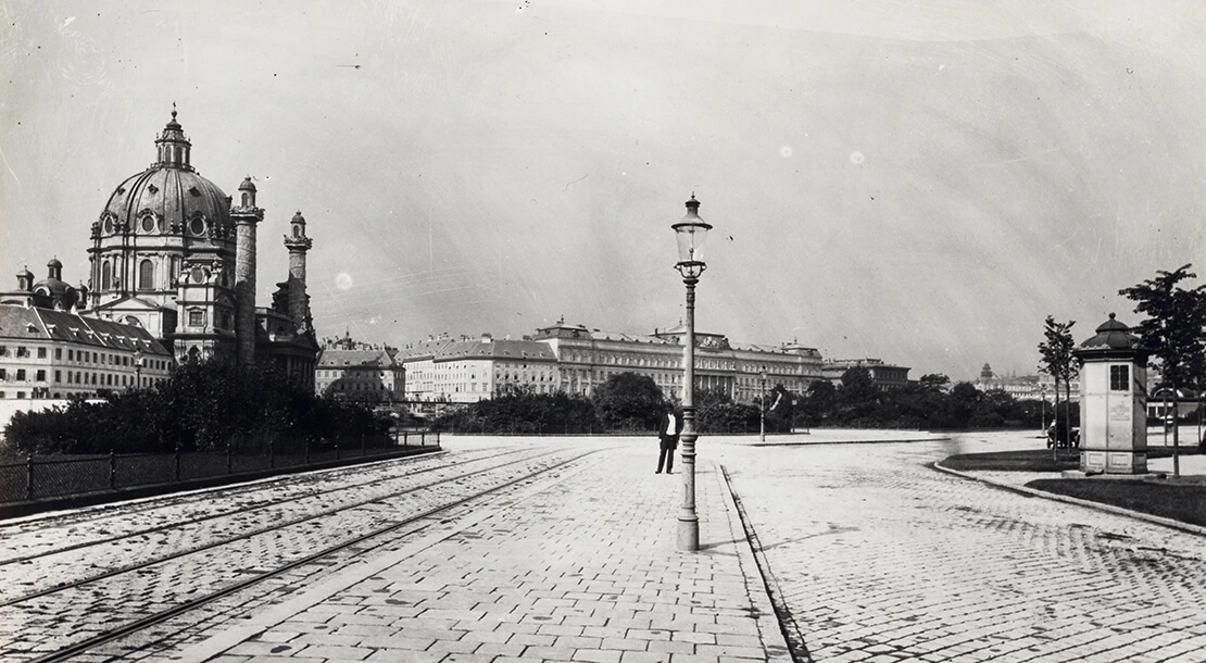 Blick auf den Karlsplatz von der Lothringerstraße, um 1905, Foto: Martin Gerlach jun., Wien Museum, Inv.-Nr. 242.796  
