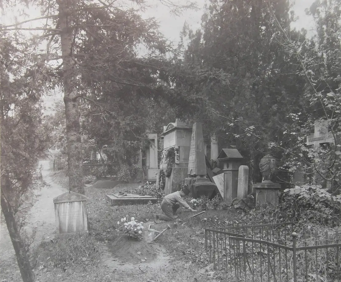 Der Währinger Ortsfriedhof, 1910, Foto: Moriz Nähr, Wien Museum  