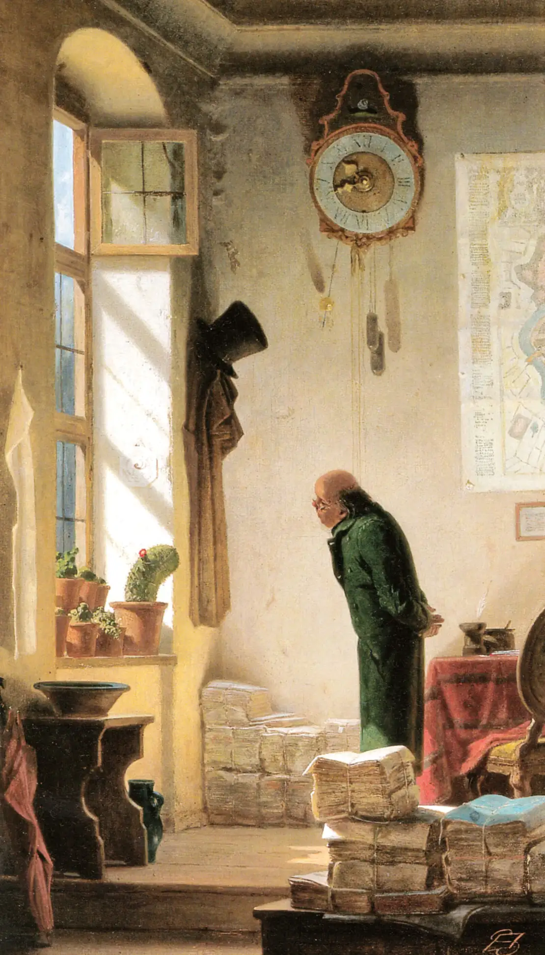 Carl Spitzweg: Der Kaktusfreund, Öl auf Leinwand, 1850, Museum Georg Schäfer, Schweinfurt, Wikimedia Commons
