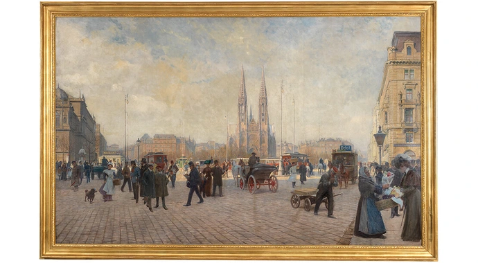 Karl Friedrich Gsur: Maximiliansplatz (mit Votivkirche), 1906, Wien Museum