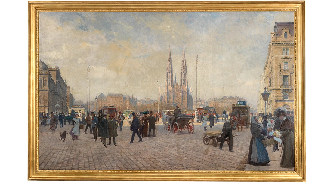 Karl Friedrich Gsur: Maximiliansplatz (mit Votivkirche), 1906, Wien Museum