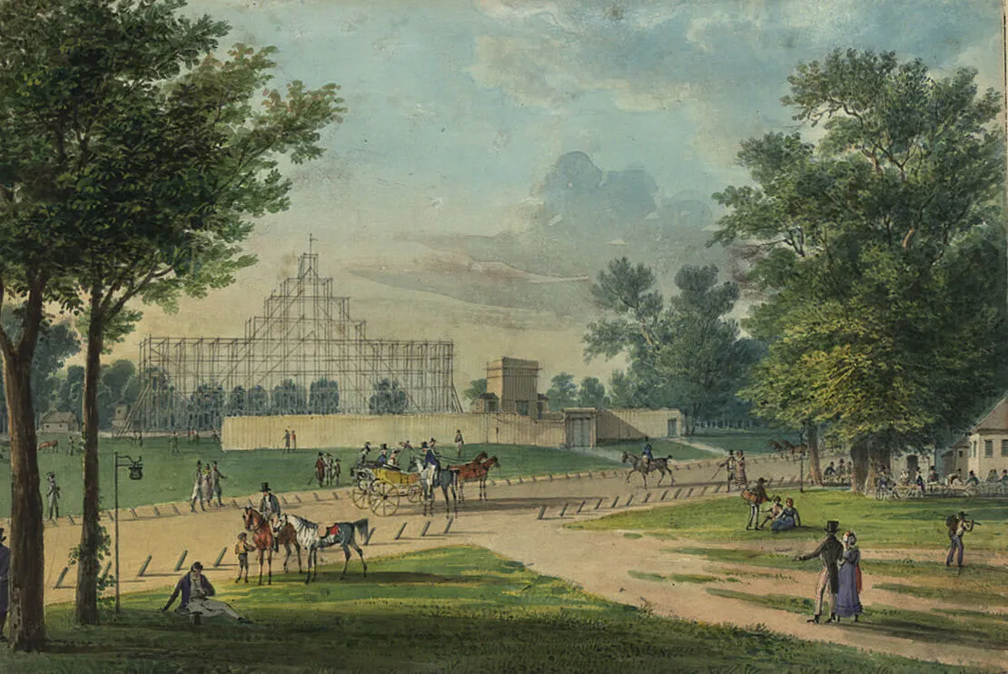 Tobias Dyonis Raulino: Der Feuerwerksplatz im Prater, um 1820, Wien Museum  