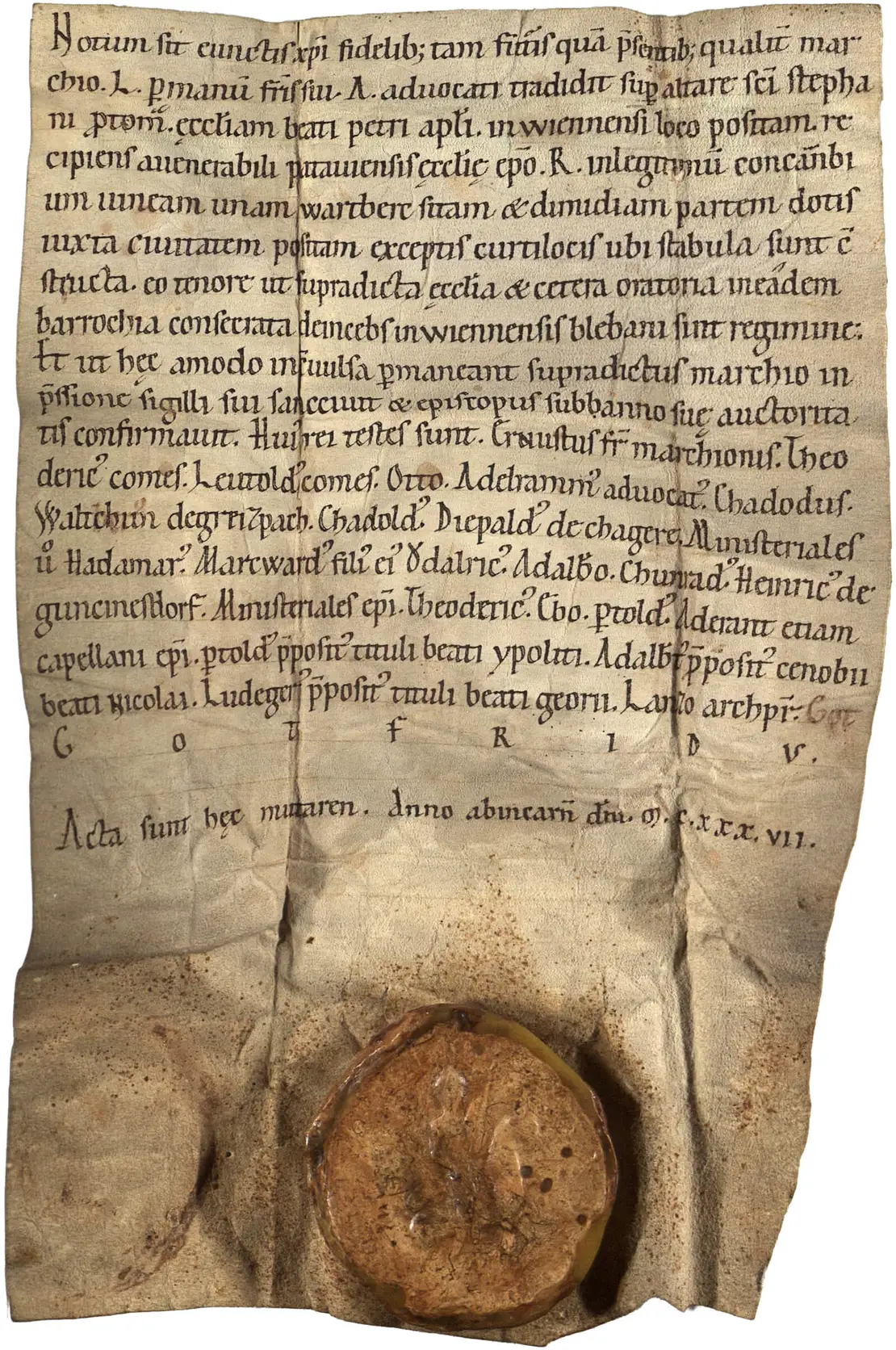 Mauterner Tauschvertrag, München, Bayerisches Hauptstaatsarchiv, Hochstift Passau Urkunden (802-1808) 39, in: Monasterium.net  