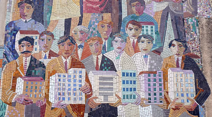 „100.000 neue Gemeindewohnungen“ (Detail) von Otto Rudolf Schatz, Foto: Magdalena Hiller