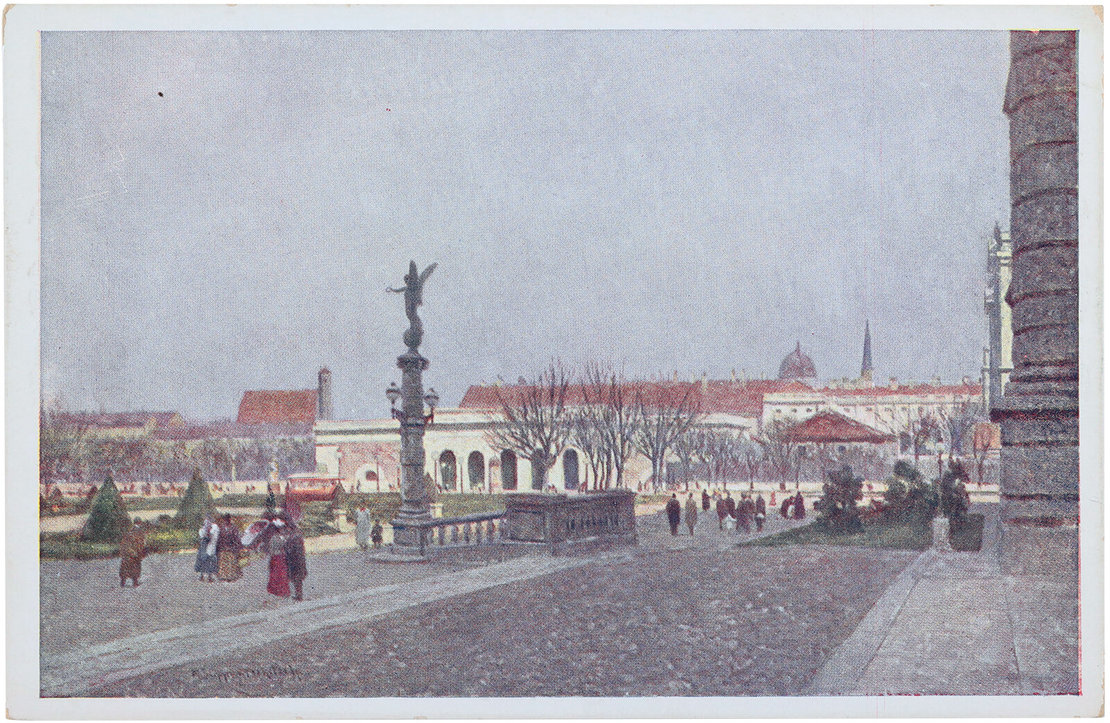 Blick auf die Hofburg, Ansichtskarte nach Maximilian Suppantschitsch, Brüder Kohn, 1914, Wien Museum 