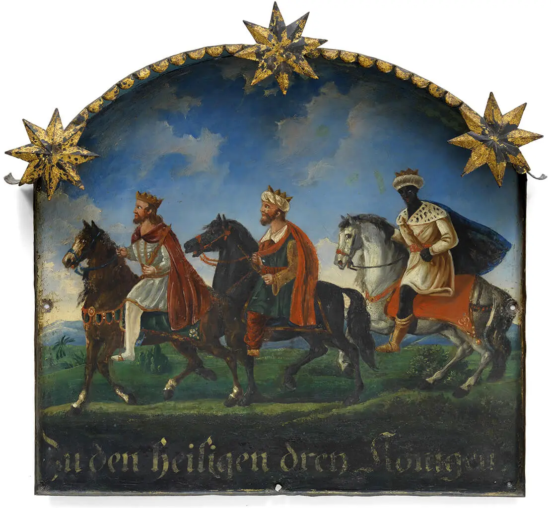Hauszeichen „Zu den heiligen drey Königen“, vom Haus Neustiftgasse 21, um 1820-1830 (?), Wien Museum, erworben 1895.