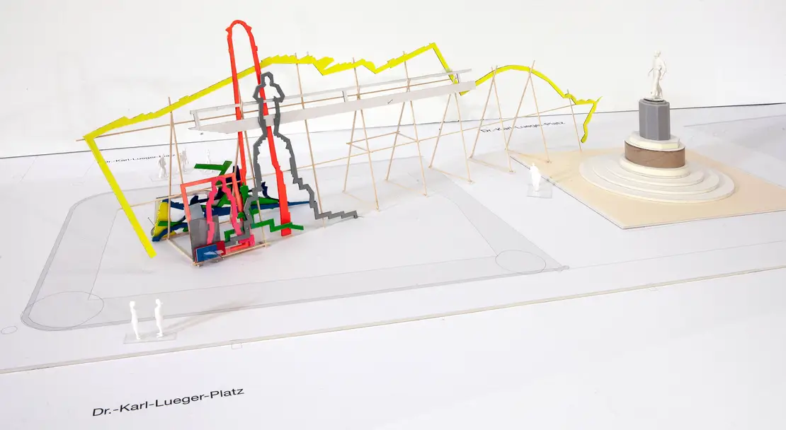 Entwurf für „Lueger Temporär“ von Nicole Six und Paul Petritsch © Bildrecht, KÖR-Kunst im öffentlichen Raum Wien, 2022  