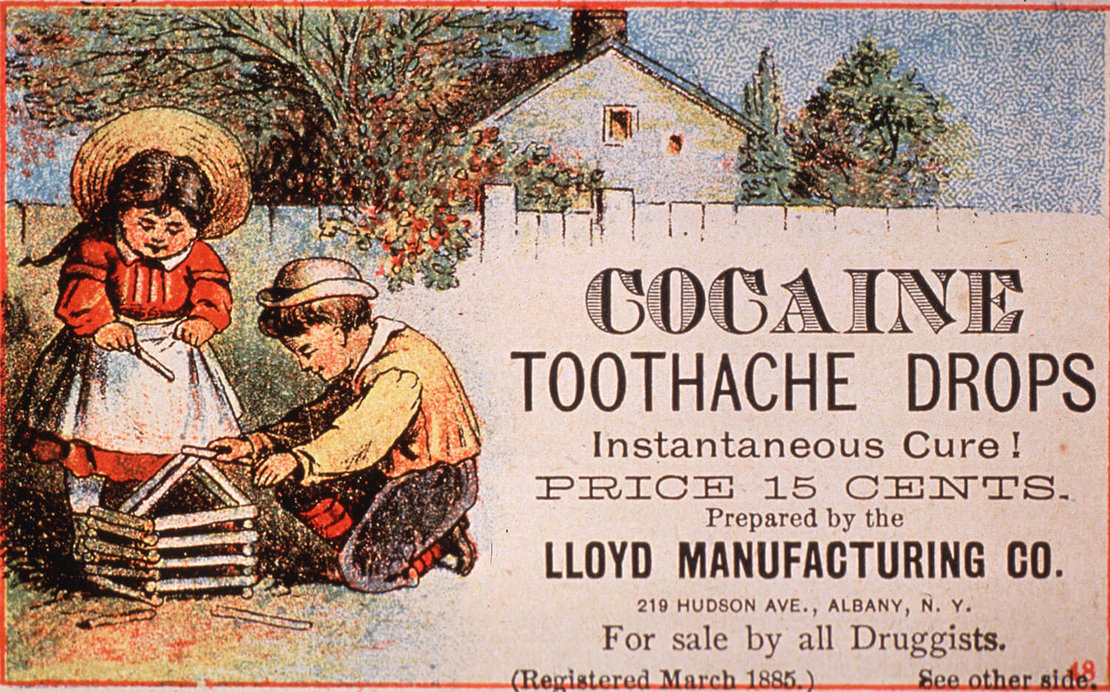 Kokain gegen Zahnweh, auch in Amerika beliebt. Zeitungsannonce, späte 1880er Jahre, National Library of Medicine/Wikimedia Commons 