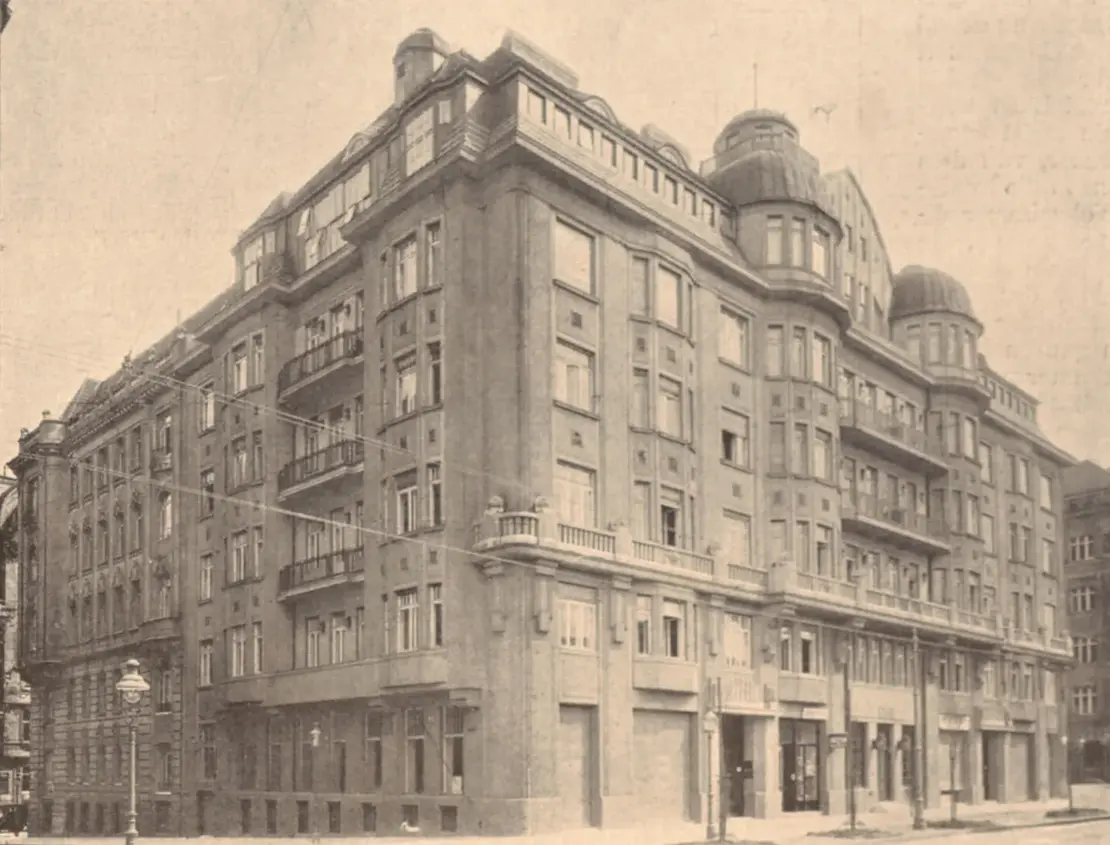 Wohn- und Geschäftshaus, 3., Invalidenstraße 5-7, um 1912, abgebildet in der Wiener Bauindustrie-Zeitung, 31, 1914, S. 191, Technische Universität Wien, Bibliothek  