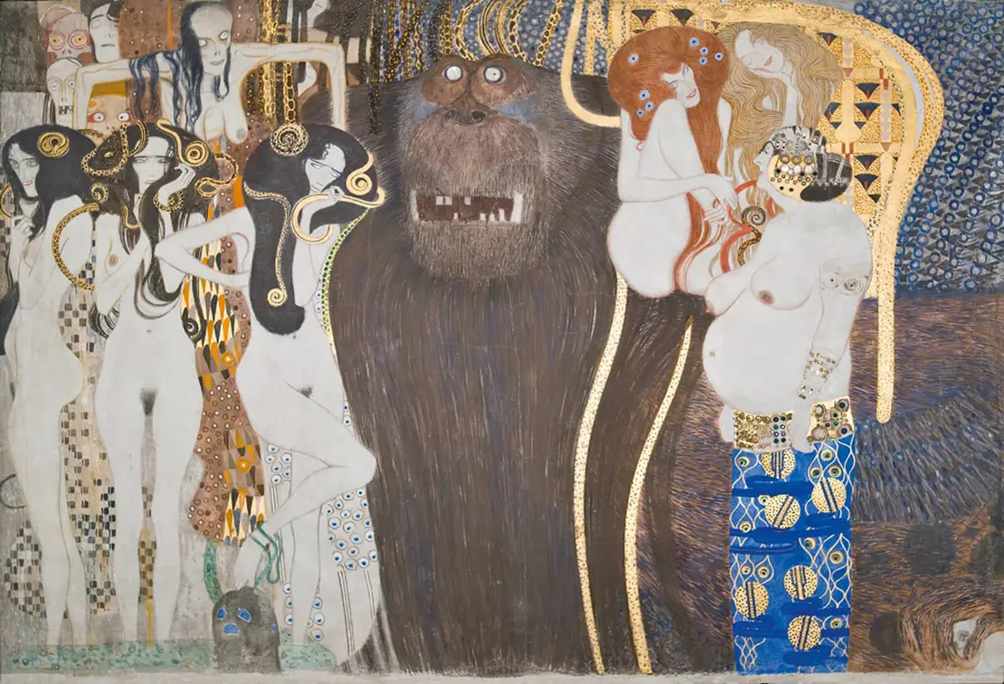 Gustav Klimt: Beethovenfries: Die feindlichen Gewalten, 1901, Secession  