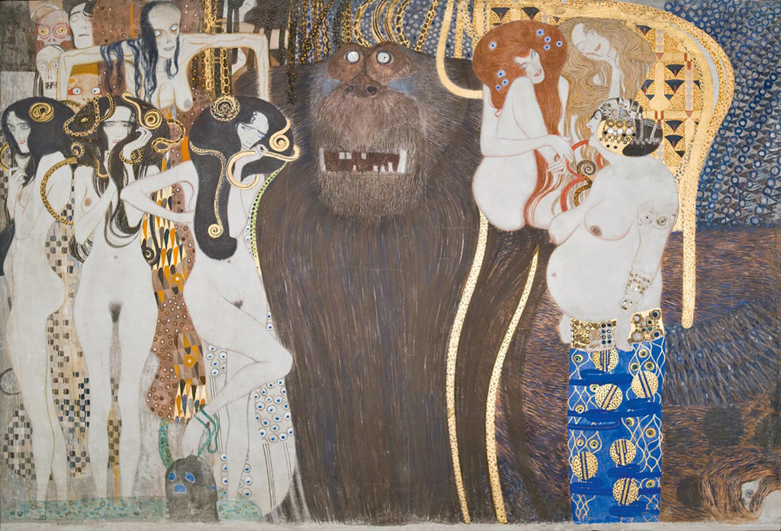 Gustav Klimt: Beethovenfries: Die feindlichen Gewalten, 1901, Secession 