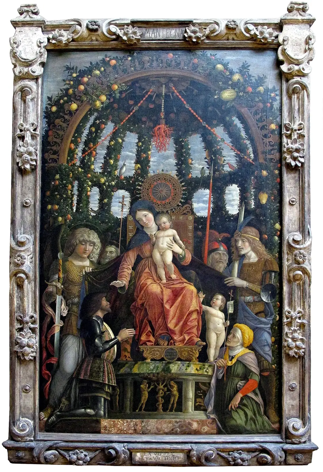 Das Jesuskind wird von Korallenketten beschützt: Andrea Mantegna (1431-1506): Madonna della Vittoria, Louvre, Foto: Sailko/Wikimedia Commons  