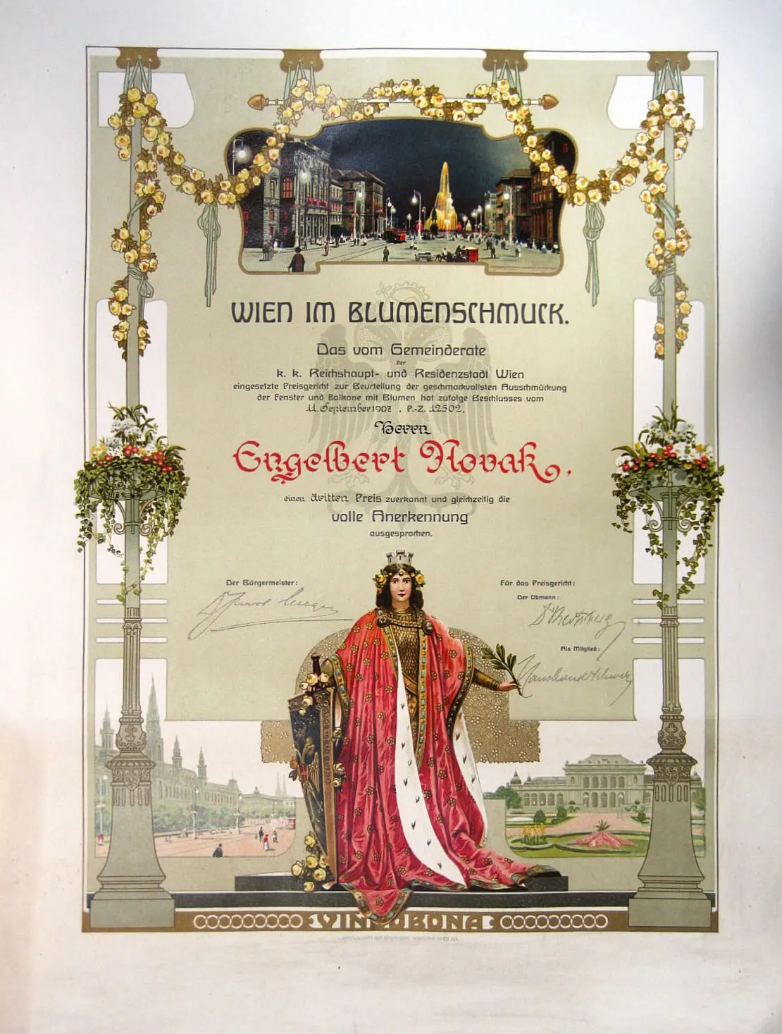 Urkunde „Wien im Blumenschmuck“, 1907, Wien Museum