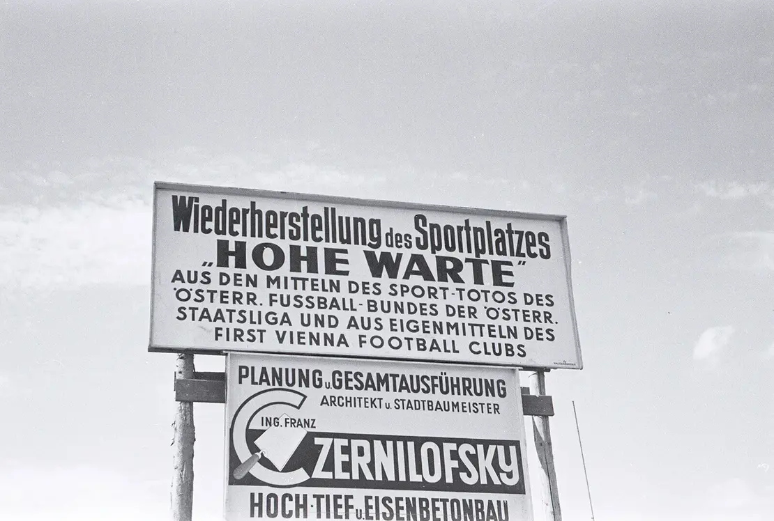 Wiederaufbau des Fußballstadions auf der Hohen Warte, August 1952, Foto: Votava / Imagno / picturedesk.com