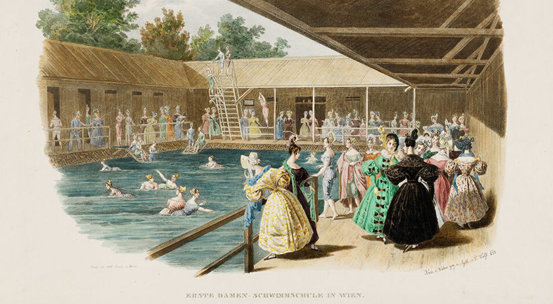 Die erste Damenschwimmschule in Wien, 1833 Franz Wolf, Wien Museum 