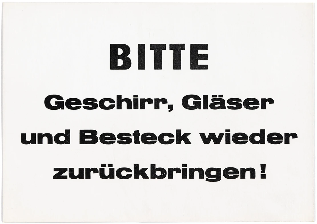 Aushang aus einer WÖK-Filiale, vermutlich 2. Hälfte 20. Jh., Wien Museum