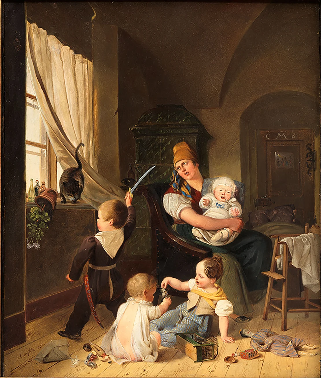 Johann Matthias Ranftl: In der Kinderstube, 1832, Öl auf Holz, Wien Museum   