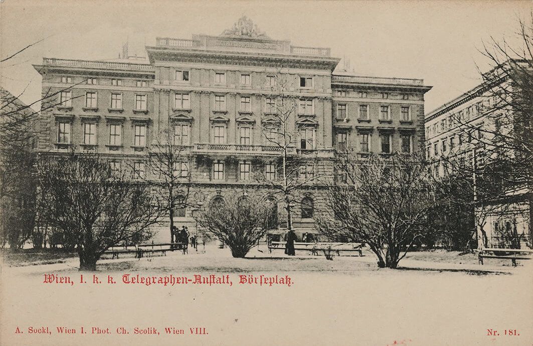 K. K. Telegraphen-Anstalt, Börseplatz, Postkarte, vor 1905, Wien Museum 