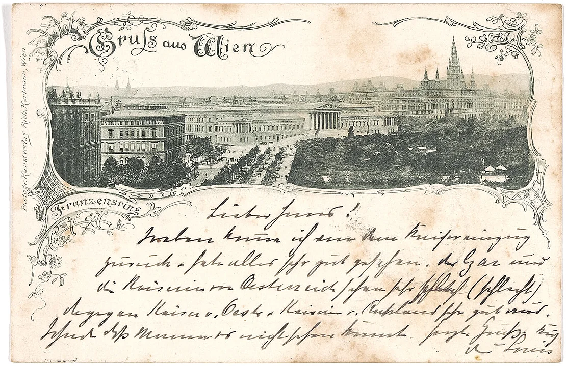 Abb. 1. Ansichtskarte Bildseite, 9,1 cm x 13,8 cm, Lichtdruck, Photographischer Kunstverlag Richard Karlmann, Wien. Privatbesitz  