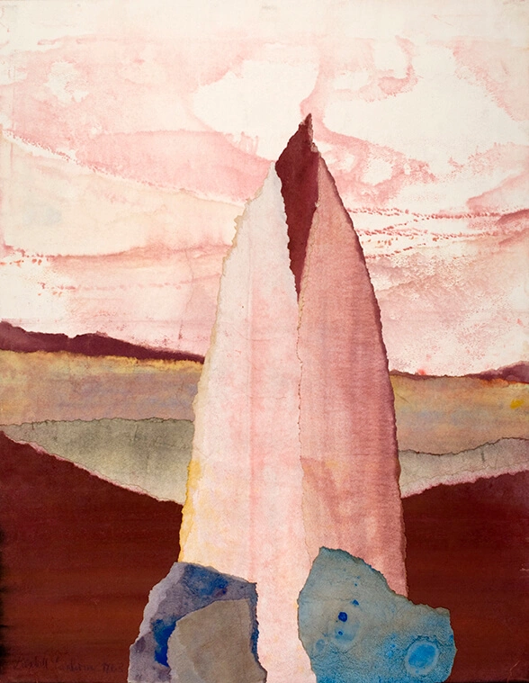 Lieselott Beschorner: O.T., aus der Serie „Schichtenbilder“, 1963, Aquarell und Collage auf Papier, Wien Museum, LB 953  