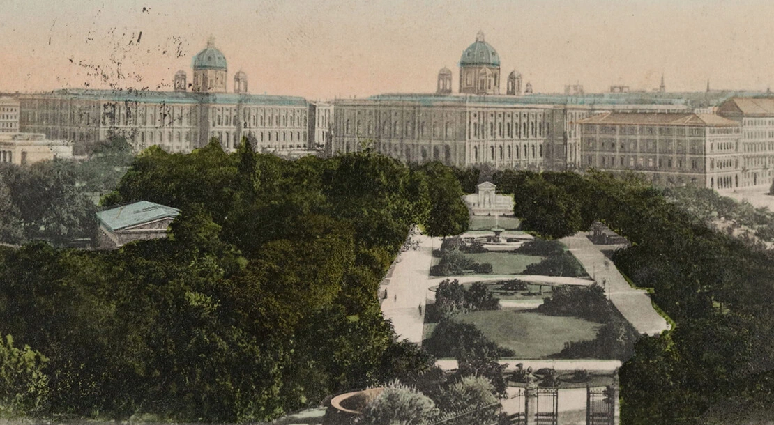Der Volksgarten auf einer Ansichtskarte (Ausschnitt), um 1910, Wien Museum
