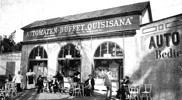 Automatenbuffet Quisisana in „Venedig in Wien“, in: Wiener Bilder, 22.8.1897, S. 11. ÖNB/Anno